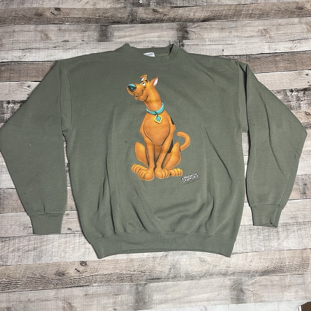 Scooby Doo Sweatshirt Size XL Green Vintage 90s Cartoon Network Promo